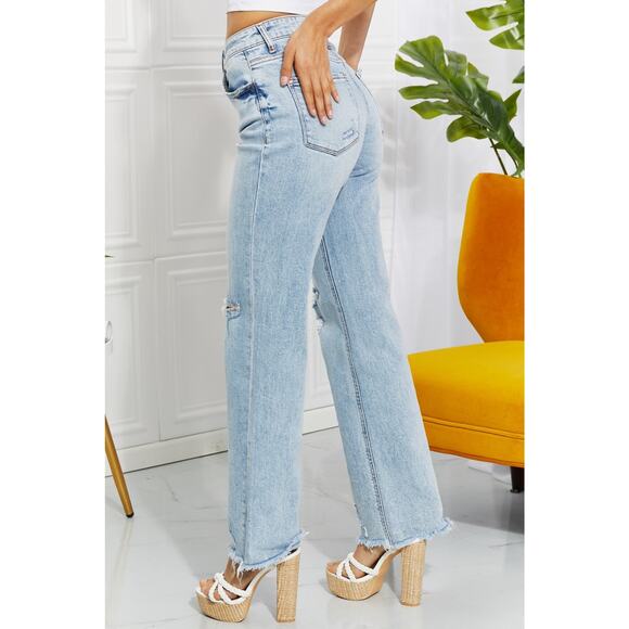 Lovervet High Waist Distressed Straight Cut 90's Dad Jeans - LV1007 - Size 32 - Picture 4 of 10